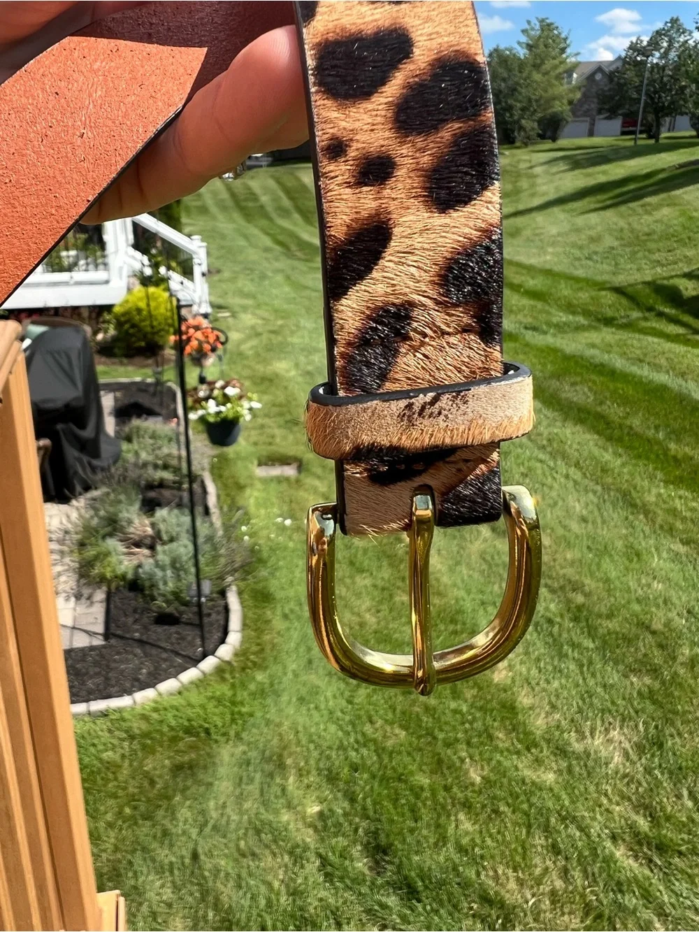 J. Crew Leopard Print Thin Belt with Gold Buckle